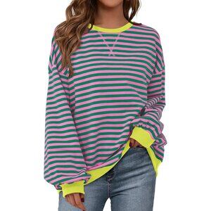 Oversized Stripe Crewneck Sweatshirt